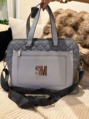 Steve Madden Convertible Crossbody Satchel in Two-Tone Quilted Gray